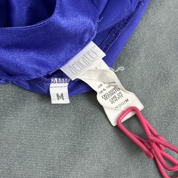 Vintage Delicates Purple Satin Lingerie Set M Medium 2 Piece Crop Cami Tap Short - Picture 11 of 11
